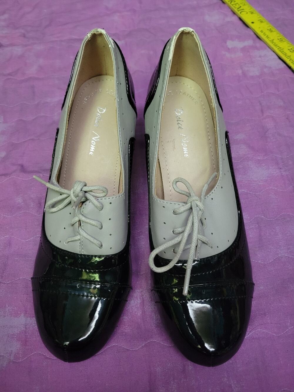 Dolce Nome Patent Genuine Leather Oxford HEALED ladies shoes Size 8